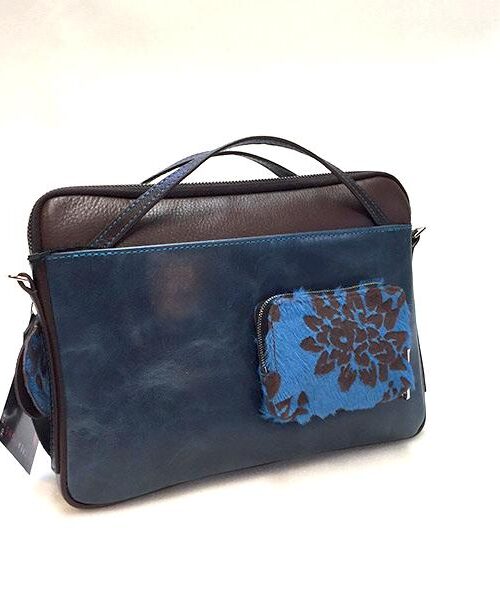 Pochette iPad bleu-brun
