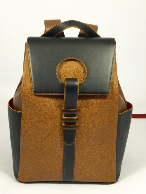 black and caramel backpack. handmade in geneva from eco-responsible quality leathers. 