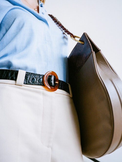 original belt with black crocodile print. plexiglass belt buckle. handmade belt. unique model.   