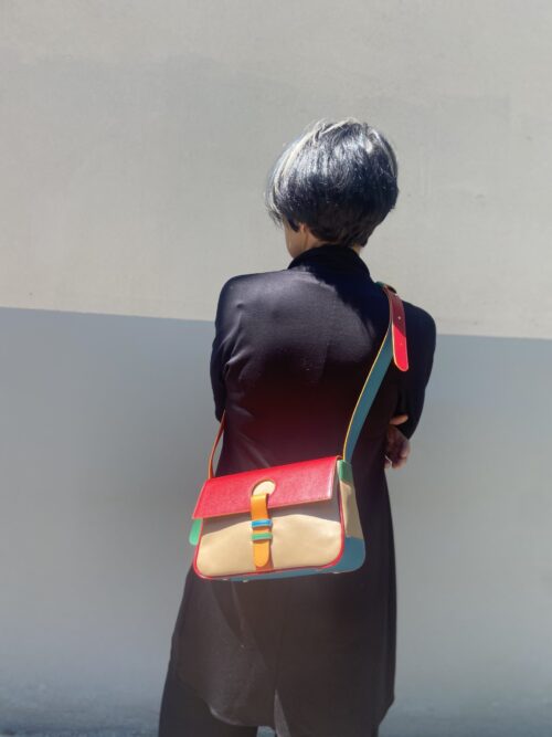 multicolor bag. handmade in geneva. shoulder bag for everyday use.  