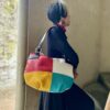 upcycling bag made from leather scraps. patchwork. colorful bag. everyday bag.    A4.