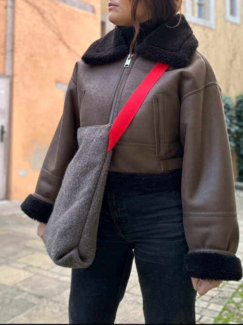 bag made of recycled material. large, light and practical bag. boiled wool. unique bag made in geneva.   