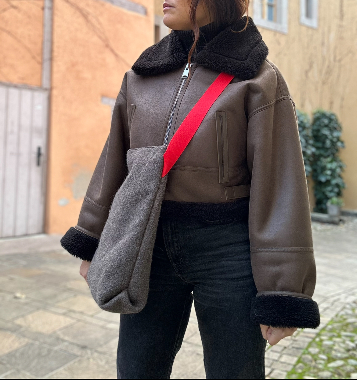 bag made of recycled material. large, light and practical bag. boiled wool. unique bag made in geneva.