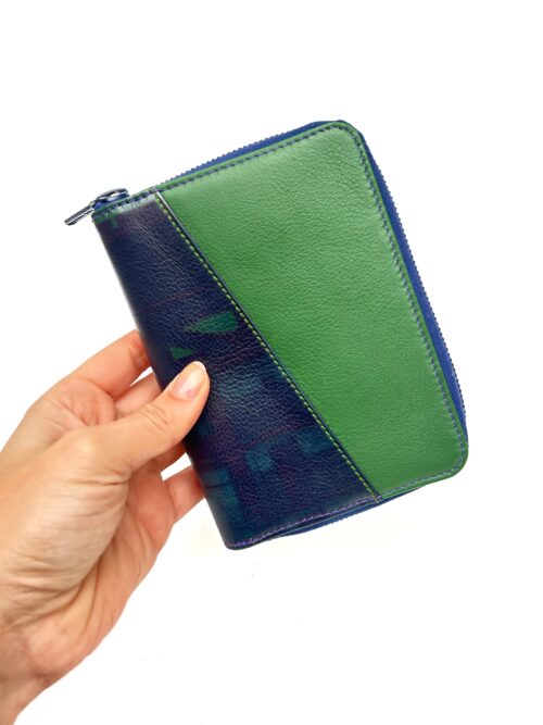 Blue-green zip wallet