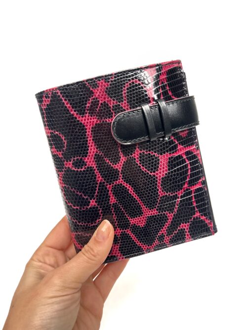 Black and pink double lizard wallet