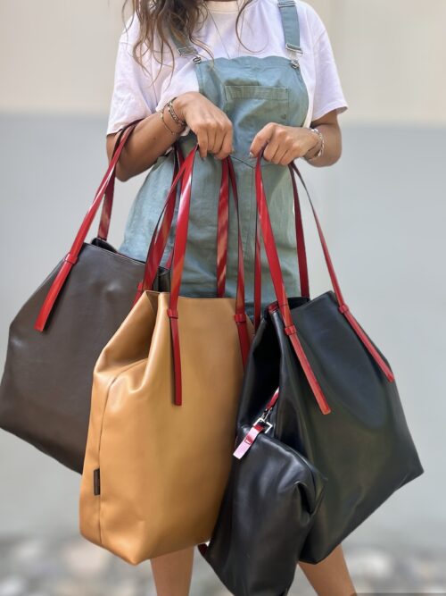H24 leather tote bag